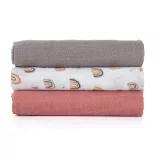Petite&Mars Sada 3 bambusových mušelínových plienok, Moussy Rose Rainbows, 68 x 68 cm