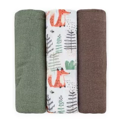   Petite&Mars Sada 3 bambusových plienok z mušelínu Moussy Forest Fox 68 x 68 cm