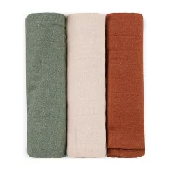   Petite&Mars Sada 3 bambusových mušelínových plienok Moussy Earth Tones 68 x 68 cm