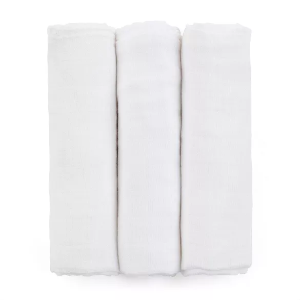 Petite&Mars Bambusová mušelínová sada 3 ks plienok, Moussy Total White, 68 x 68 cm