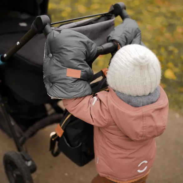 PETITE&MARS Rukavice / Ohrievače rúk na kočík Jasie Charcoal Grey