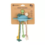 PETITE&MARS Silikónová hračka na rozvoj zmyslov Crazy raketa Frosted Sky 10 mesiacov+