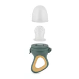 Petite&Mars Silikónová cumlík na ovocie Fruzi Green&Ochre 6 mesiacov+
