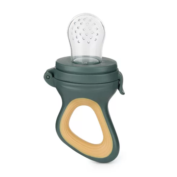 Petite&Mars Silikónová cumlík na ovocie Fruzi Green&Ochre 6 mesiacov+