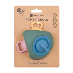   Petite&Mars Silikónová hračka Pop Up Triangle Misty Green 10 mesiacov+