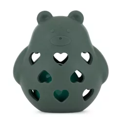   Petite&Mars Silikónová hračka s rolničkou Bear Basil Misty Green 0m+
