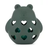 Petite&Mars Silikónová hračka s rolničkou Bear Basil Misty Green 0m+