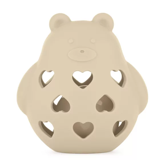 Petite&Mars Silikónová hračka s rolničkou Bear Basil Desert Sand 0m+