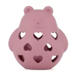 Petite&Mars Silikónová hračka s rolničkou Bear Basil Dusty Rose 0m+