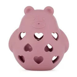   Petite&Mars Silikónová hračka s rolničkou Bear Basil Dusty Rose 0m+