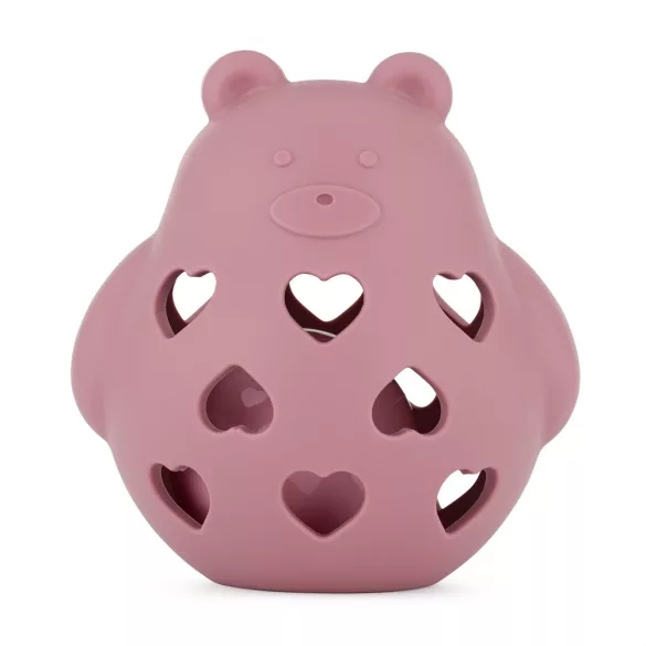 Petite&Mars Silikónová hračka s rolničkou Bear Basil Dusty Rose 0m+