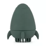 Petite&Mars Silikónová kúpeľová hračka s kefkou Splashy Rocket Misty Green 6m+