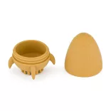 Petite&Mars Silikónová kúpeľová hračka s kefkou Splashy Rocket Intense Ochre 6m+