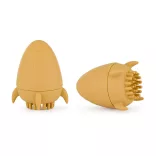 Petite&Mars Silikónová kúpeľová hračka s kefkou Splashy Rocket Intense Ochre 6m+