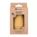 Petite&Mars Silikónová kúpeľová hračka s kefkou Splashy Rocket Intense Ochre 6m+