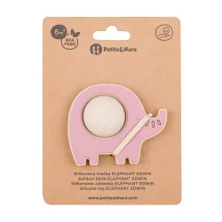   Petite&Mars Silikónová hračka Elephant Edwin Dusty Rose 6 mesiacov+