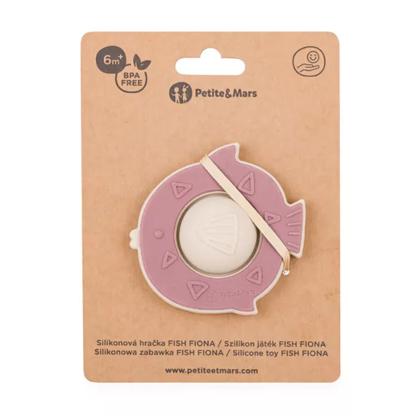 Petite&Mars Silikónová hračka Fish Fiona Dusty Rose 6 mesiacov+