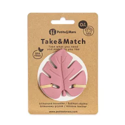   Petite&Mars Silikónový hryzátko, Take&Match, Dusty Rose, od 0 mesiacov