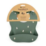 Petite&Mars Silikónová podbradník, Take&Match, od 6 mesiacov, Green Dinos