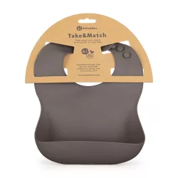   Petite&Mars Silikónová podbradník Take&Match Bitter Cocoa 6m+