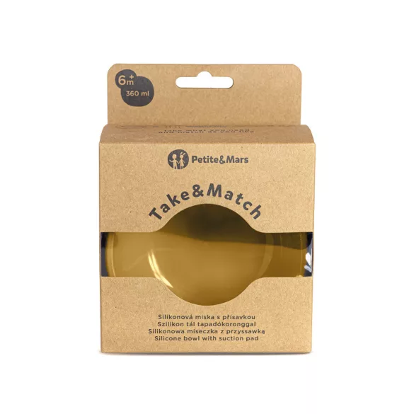 Petite&Mars Silikónová miska s prísavkou, Take&Match, Intense Ochre, od 6 mesiacov
