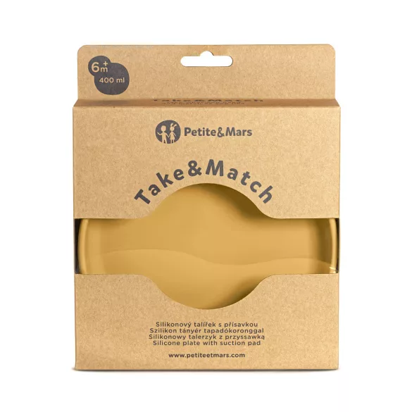 Petite&Mars Silikónový tanier s prísavkou, Take&Match, Intense Ochre, 6 mesiacov+