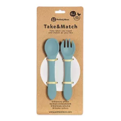 Petite&Mars Silikónové príbory Take&Match Frosted Sky 6m+