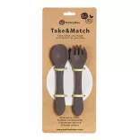 Petite&Mars Silikónové príbory Take&Match Bitter Cocoa 6m+