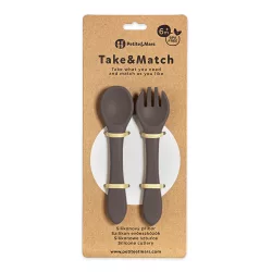   Petite&Mars Silikónové príbory Take&Match Bitter Cocoa 6m+