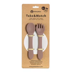   Petite&Mars Silikónové príbory Take&Match Velvet Latte 6m+