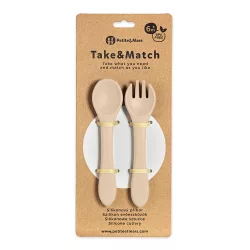   Petite&Mars Silikónové príbory, TAKE&MATCH, Desert Sand, 6 mesiacov+