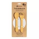 Petite&Mars Silikónové príbory, TAKE&MATCH, Intense Ochre, od 6 mesiacov