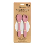 Petite&Mars Silikónové príbory, TAKE&MATCH, Dusty Rose, od 6 mesiacov