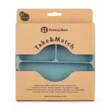 Petite&Mars Silikónový deliteľný tanier, okrúhly Take&Match Frosted Sky 6m+