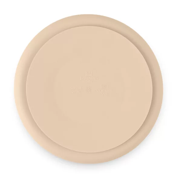 Petite&Mars Silikónový deliteľný okrúhly tanier, Take&Match, Desert Sand, od 6 mesiacov