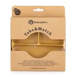 Petite&Mars Silikónový okrúhly tanier s priehradkami, Take&Match, Intense Ochre, od 6 mesiacov