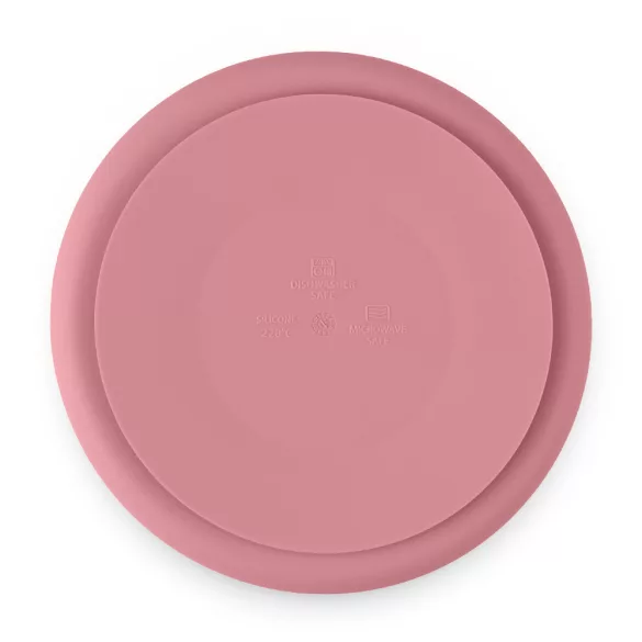 Petite&Mars Silikónový okrúhly tanier s priehradkami, Take&Match, Dusty Rose, od 6 mesiacov