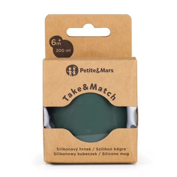 Petite&Mars Silikónový pohár, Take&Match, 6 mesiacov+, Misty Green