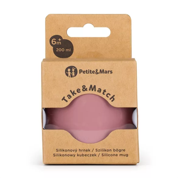 Petite&Mars Silikónový pohár, Take&Match, od 6 mesiacov, Dusty Rose
