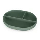 Petite&Mars Silikónový oválny tanier s priehradkami, Take&Match, Misty Green, 6 mesiacov+
