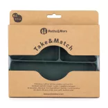 Petite&Mars Silikónový oválny tanier s priehradkami, Take&Match, Misty Green, 6 mesiacov+