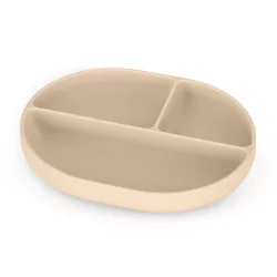   Petite&Mars Silikónový oválny tanier s priehradkami, Take&Match, Desert Sand, od 6 mesiacov
