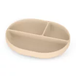 Petite&Mars Silikónový oválny tanier s priehradkami, Take&Match, Desert Sand, od 6 mesiacov