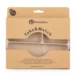 Petite&Mars Silikónový oválny tanier s priehradkami, Take&Match, Desert Sand, od 6 mesiacov