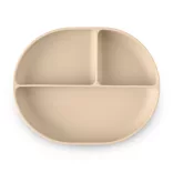 Petite&Mars Silikónový oválny tanier s priehradkami, Take&Match, Desert Sand, od 6 mesiacov