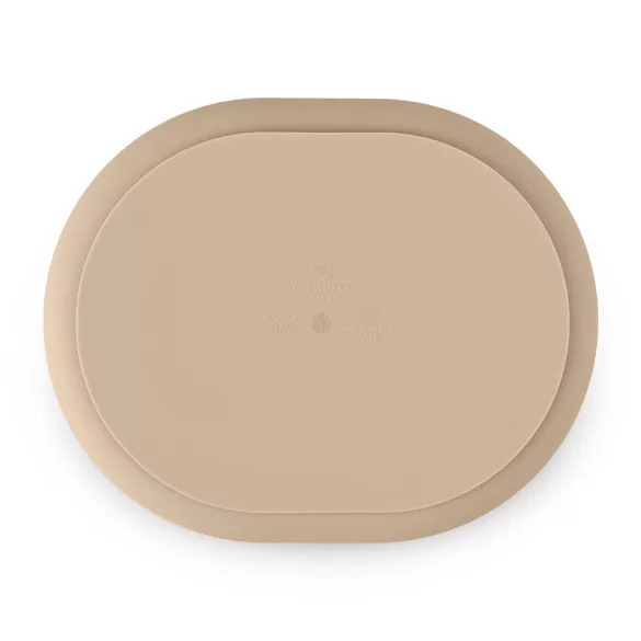 Petite&Mars Silikónový oválny tanier s priehradkami, Take&Match, Desert Sand, od 6 mesiacov