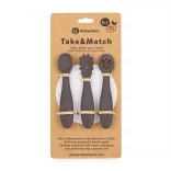 Petite&Mars Sada 3 silikónových lyžičiek na učenie sa jesť Take&Match Bitter Cocoa 6m+