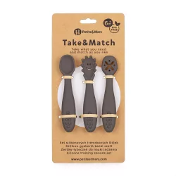   Petite&Mars Sada 3 silikónových lyžičiek na učenie sa jesť Take&Match Bitter Cocoa 6m+