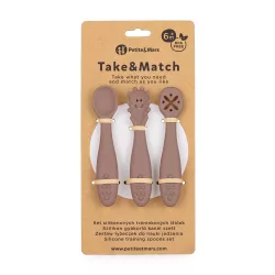   Petite&Mars Sada 3 silikónových lyžičiek na trénovanie Take&Match Velvet Latte 6m+