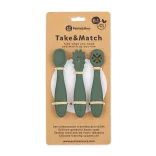 Petite&Mars Sada silikónových lyžičiek na trénovanie, 3 ks, Take&Match, Misty Green, od 6 mesiacov
